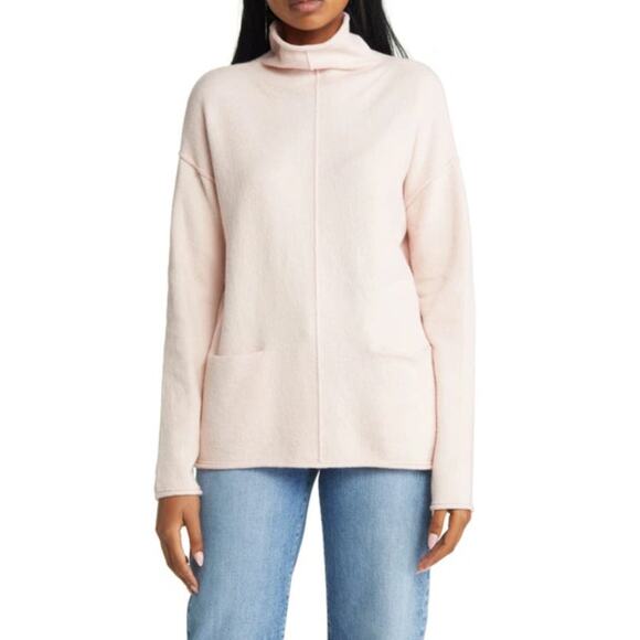 NWT Caslon Cotton Blend Soft Mock Neck‎ Pullover Sweater Women Size M Pale Pink - Picture 1 of 6